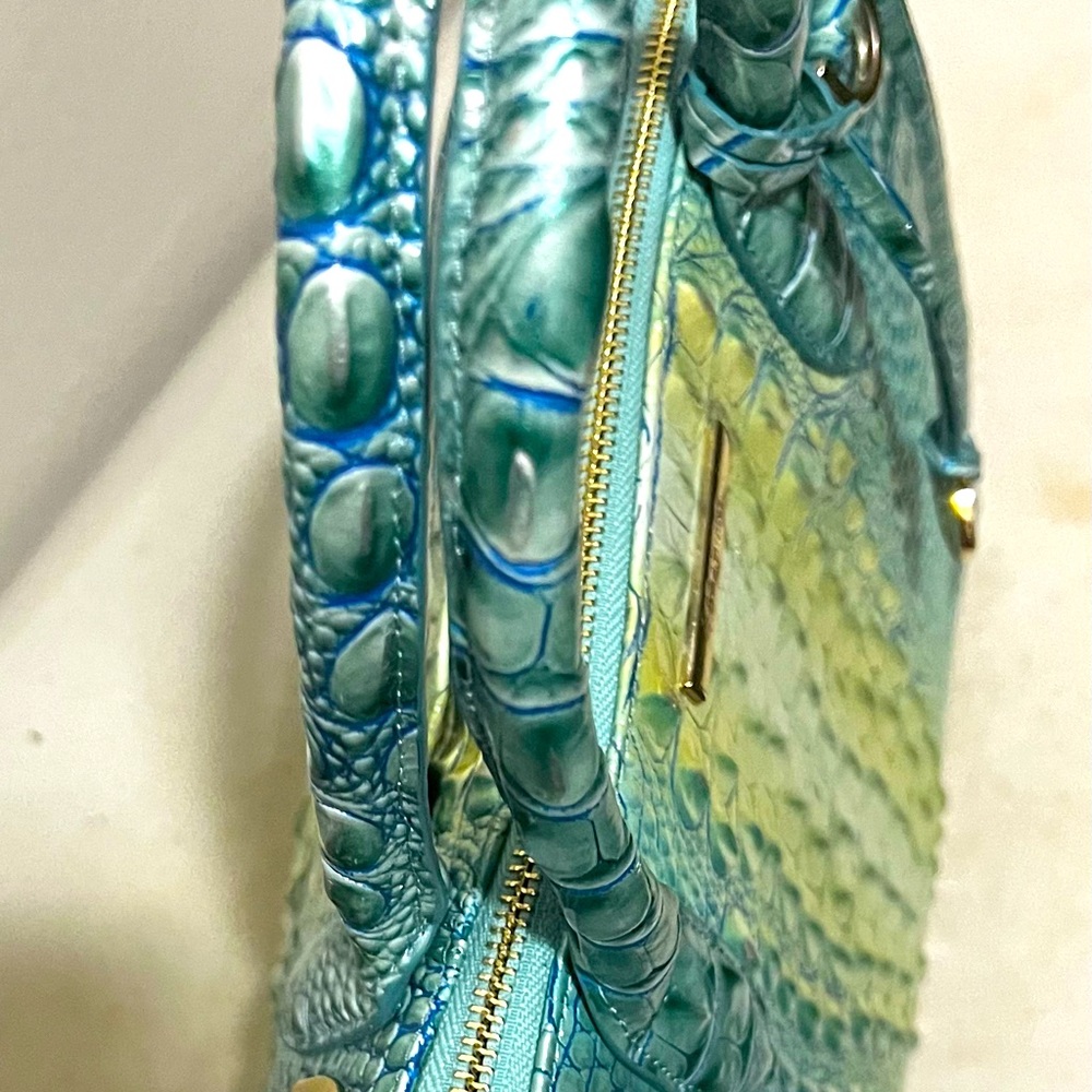 BRAHMIN CAROLINE LEATHER SATCHEL SEA FOAM Ombre Melbourne - Picture 5 of 10